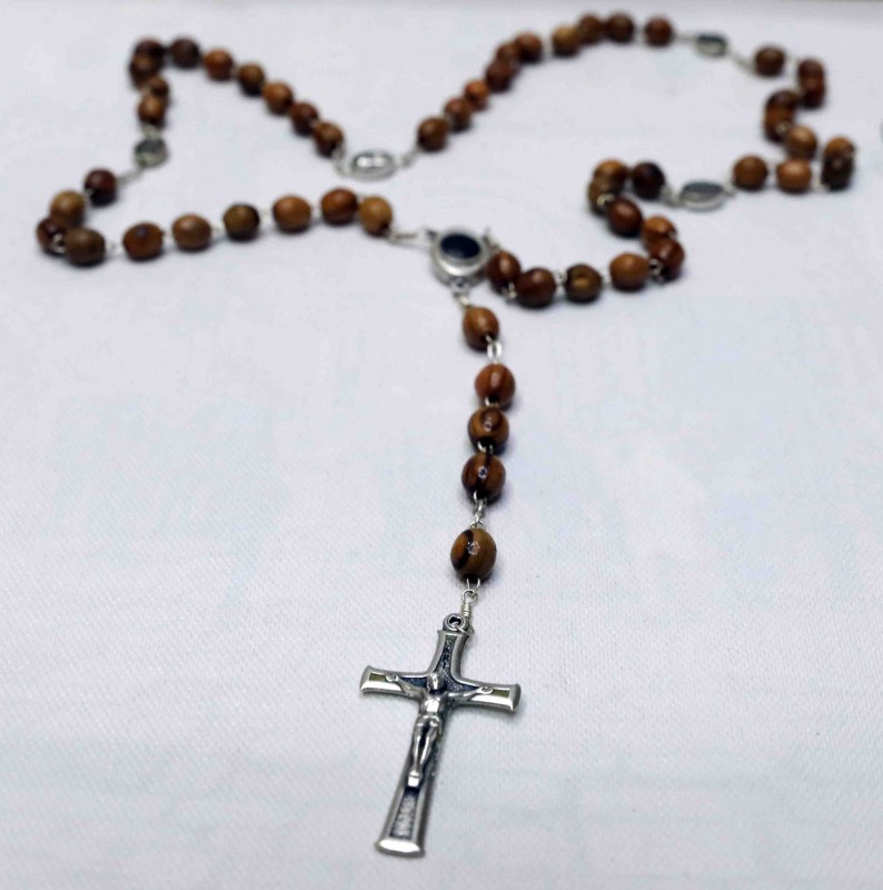 Silver and Golden Cross Beads 'Catholic Rosary' With Jerusalem Soil